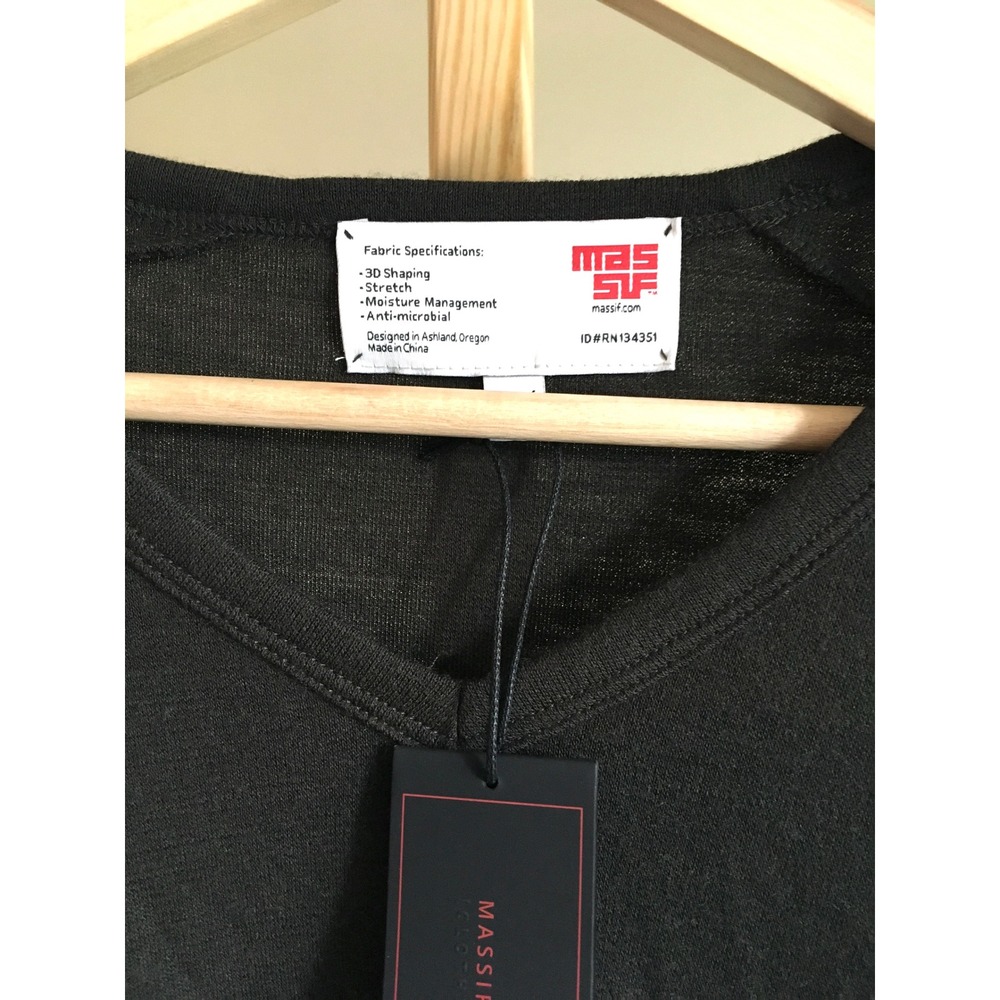 Massif Collection Mens Charcoal Green V-Neck Long Sleeve Shirt L/40 NWT - Picture 3 of 8